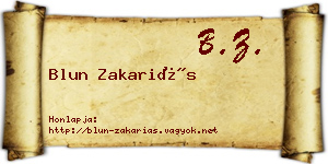 Blun Zakariás névjegykártya